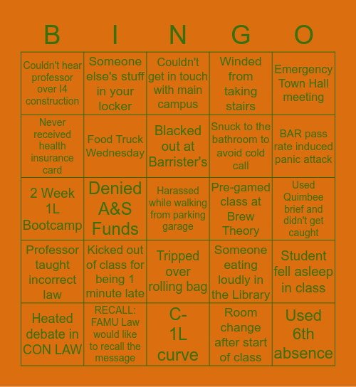 FAMU Law Bingo Card