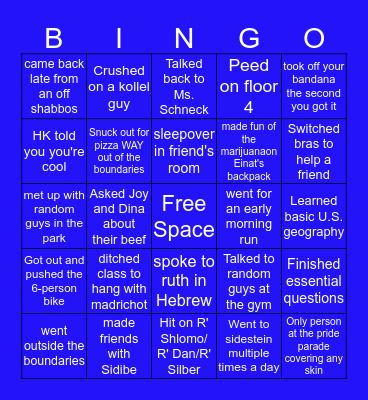 Drisha Squad Bingo Card
