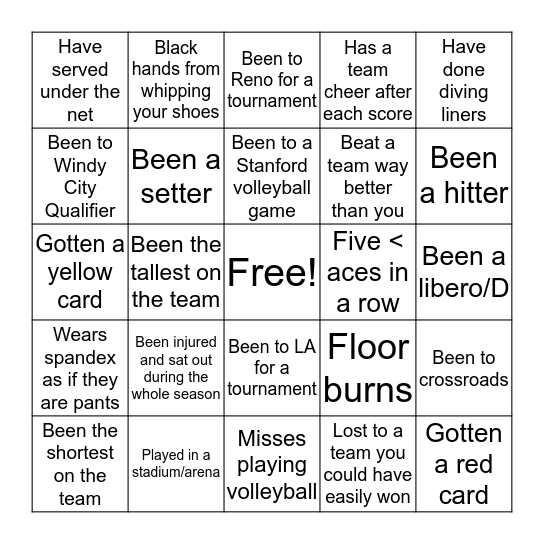 VOLLEYBALL EDITION BINGO Card