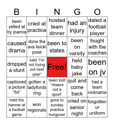 Ladyfords Bingo Card