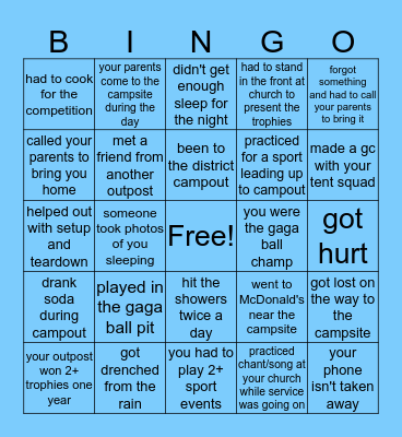 Long Island Section Royal Rangers Bingo Card