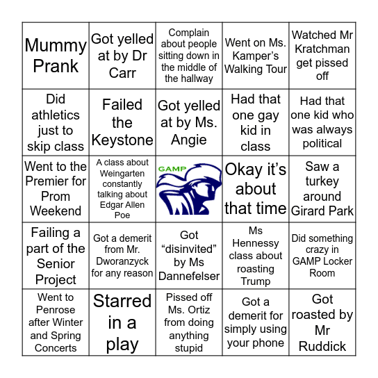 GAMP Bingo Card
