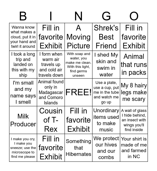 Life & Sciences Bingo Card