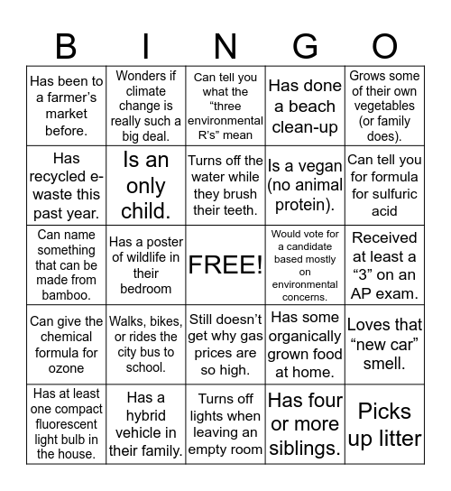 APES Bingo Card