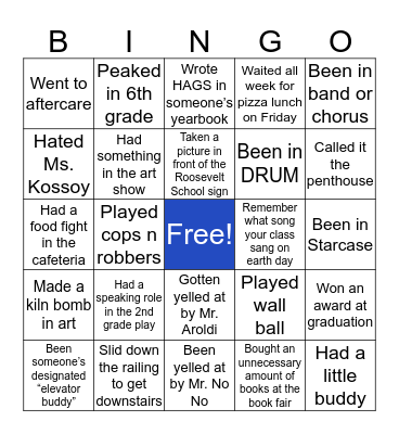 ROOSEVELT ELEMENTARY Bingo Card
