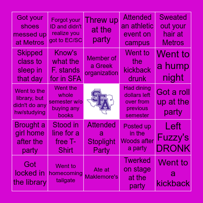 SFA BINGO Card