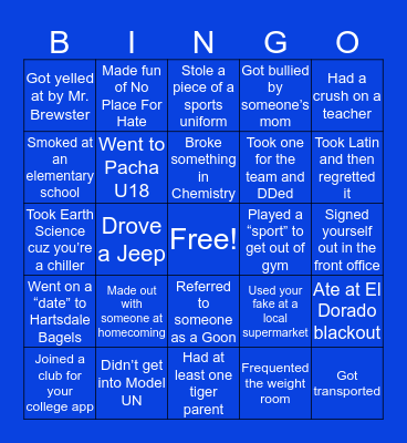 Edgemont Bingo Card