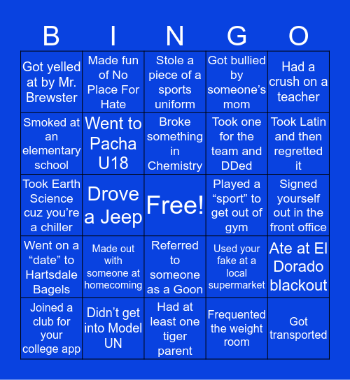 Edgemont Bingo Card