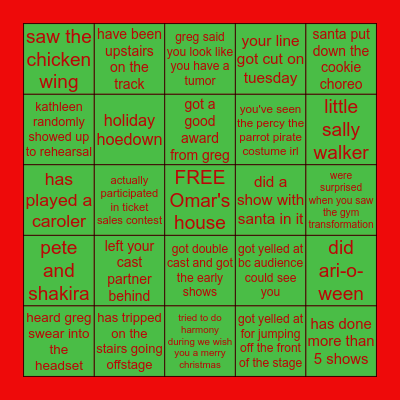 CONCORDIA HOLIDAY SHOW BINGO Card