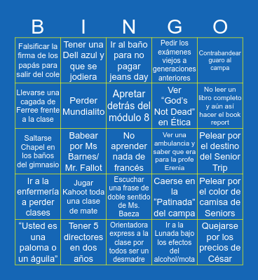 ICS Bingo Card