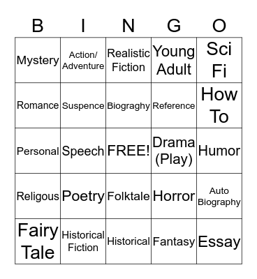 GENRE!!! Bingo Card
