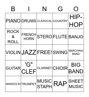 MUSIC MAGIC Bingo Card