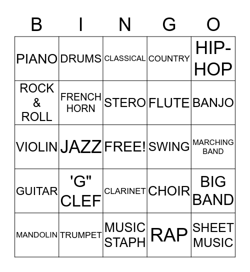 MUSIC MAGIC Bingo Card