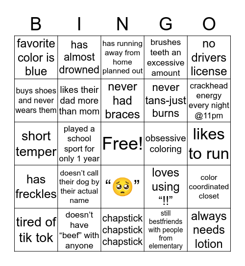 jdogs bingo🥳🤪🤩 Bingo Card