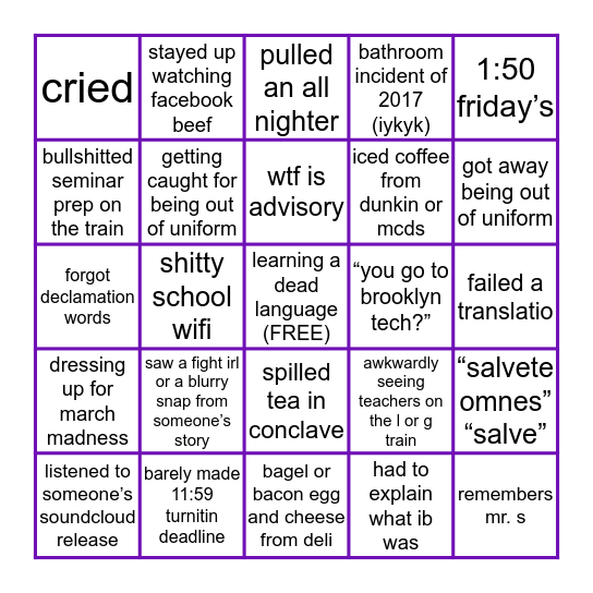 tbls bingo Card