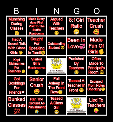 BVM CLASS 12🤫 Bingo Card