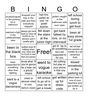 kosy Bingo Card