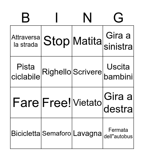 Sulla strada Bingo Card