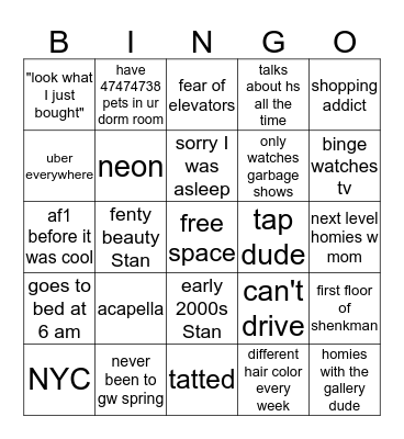 camco Bingo Card