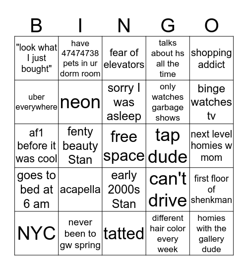 camco Bingo Card