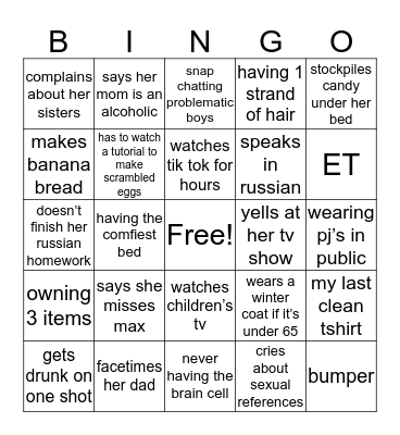lily bingo Card