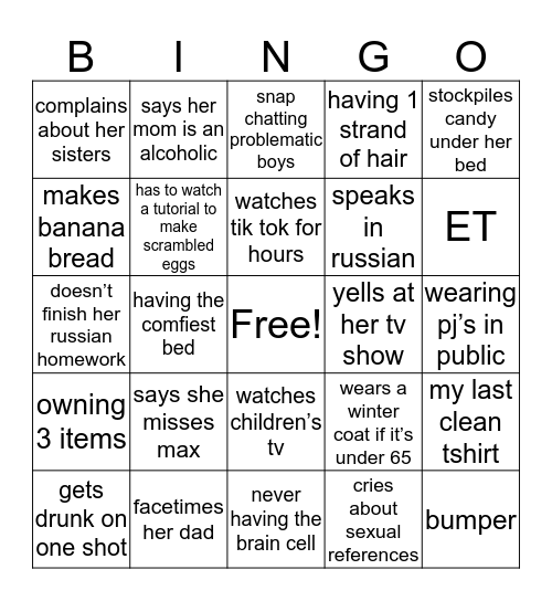 lily bingo Card