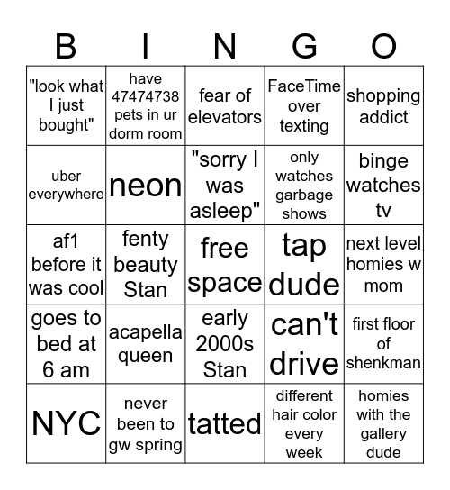 camco Bingo Card