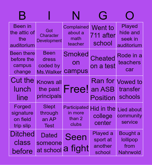 CECHS BINGO Card