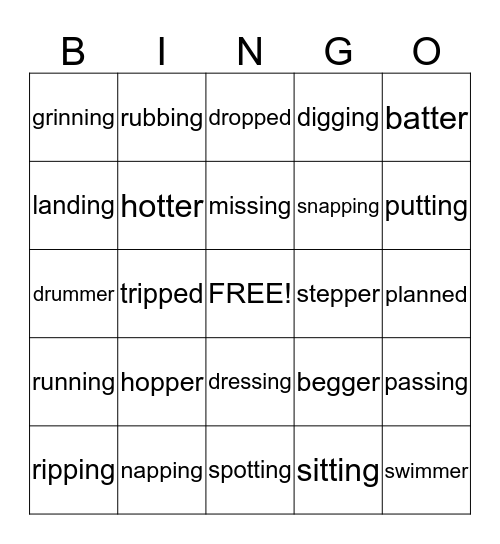 Doubling Rule Bingo Card