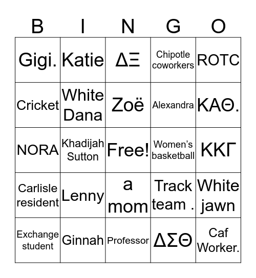 Treesh Bingo Card