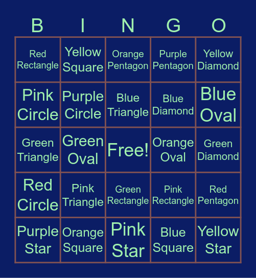 SHAPE Bingo Card
