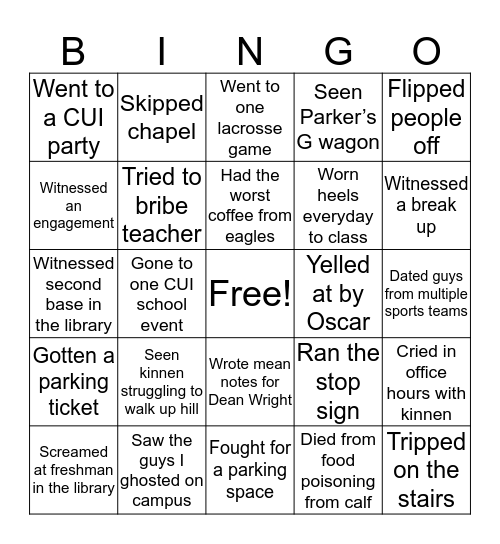 Lauren’s BINGO-CUI EDITION Bingo Card