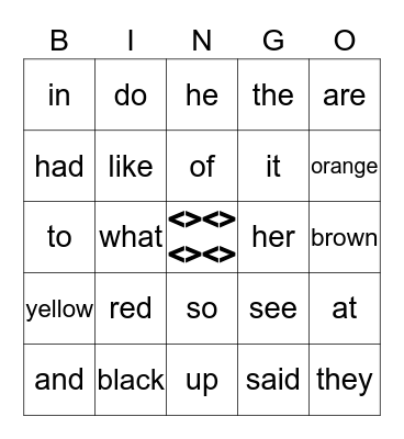 SIGHT WORDS Bingo Card