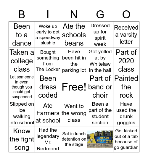 Airport Bingo Card