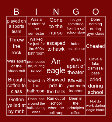SHARON EAGLES Bingo Card