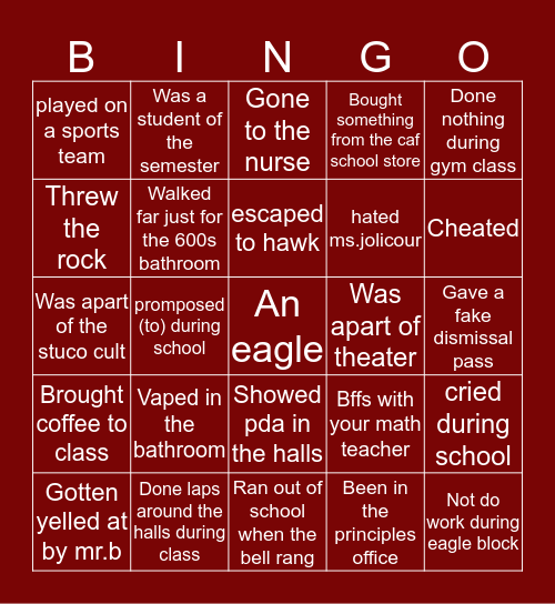 SHARON EAGLES Bingo Card