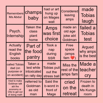 AMPS FAM BINGO ! Bingo Card