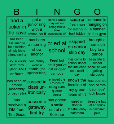 Nerinx Bingo Card