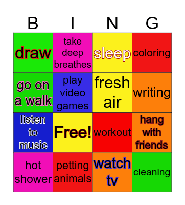 my manage stress bingo Card