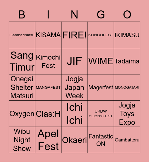 NGEVENT JOGJA BINGO Card