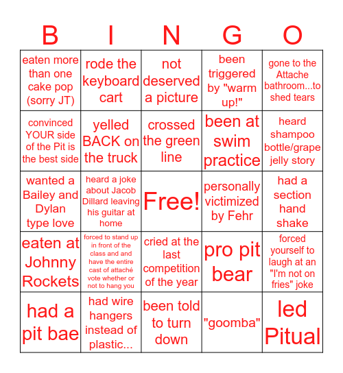 Attaché PIT Bingo Card