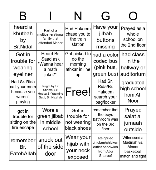 ALNOOR OG EDITION Bingo Card