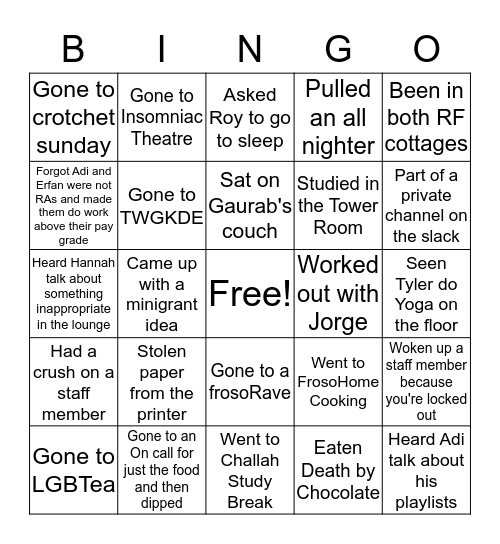 FROSOCO BINGO Card