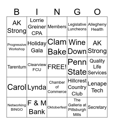 AK Strong BINGO Card