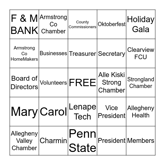 AK Strong BINGO Card