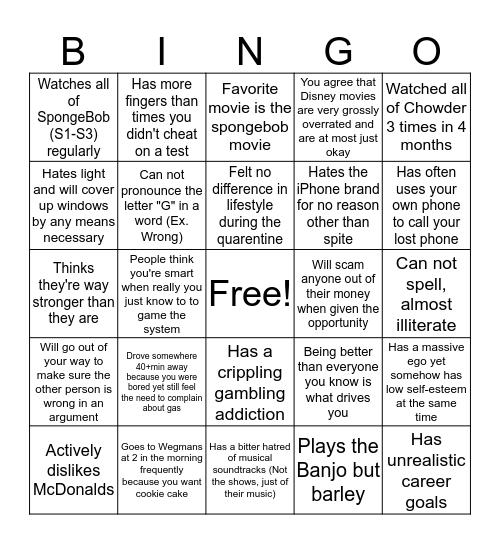 the devin™️ bingo Card