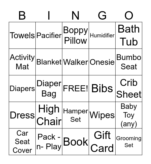 Baby Bingo Card