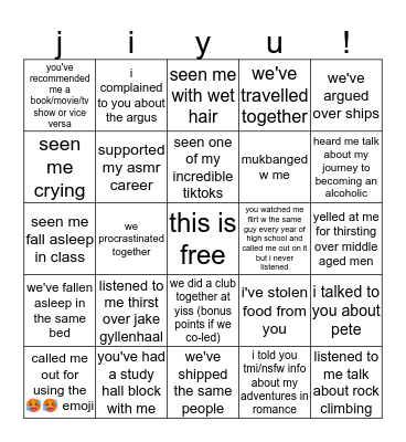 jiyu bingo Card
