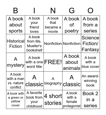 8 Maroon Language Arts Independent Reading Bingo Card