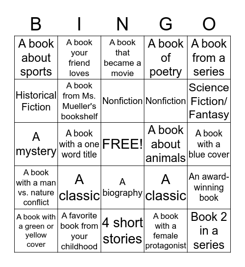 8 Maroon Language Arts Independent Reading Bingo Card